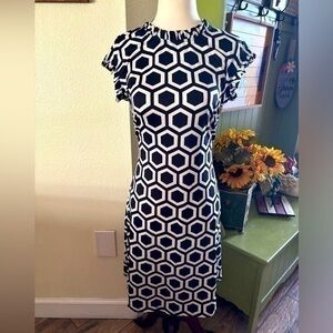 Tiana B Black White Dress Ruffled Size Small S